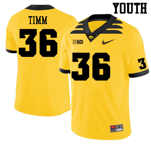Youth #36 Mike Timm Iowa Hawkeyes College Football Jerseys Sale-Gold